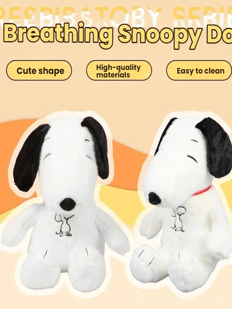 New Baby Breathing Soothing Snoopy white dog Plush Doll Sleeping Companion Music and Light Doll Sensory Stuffed Toy Kid Gifts