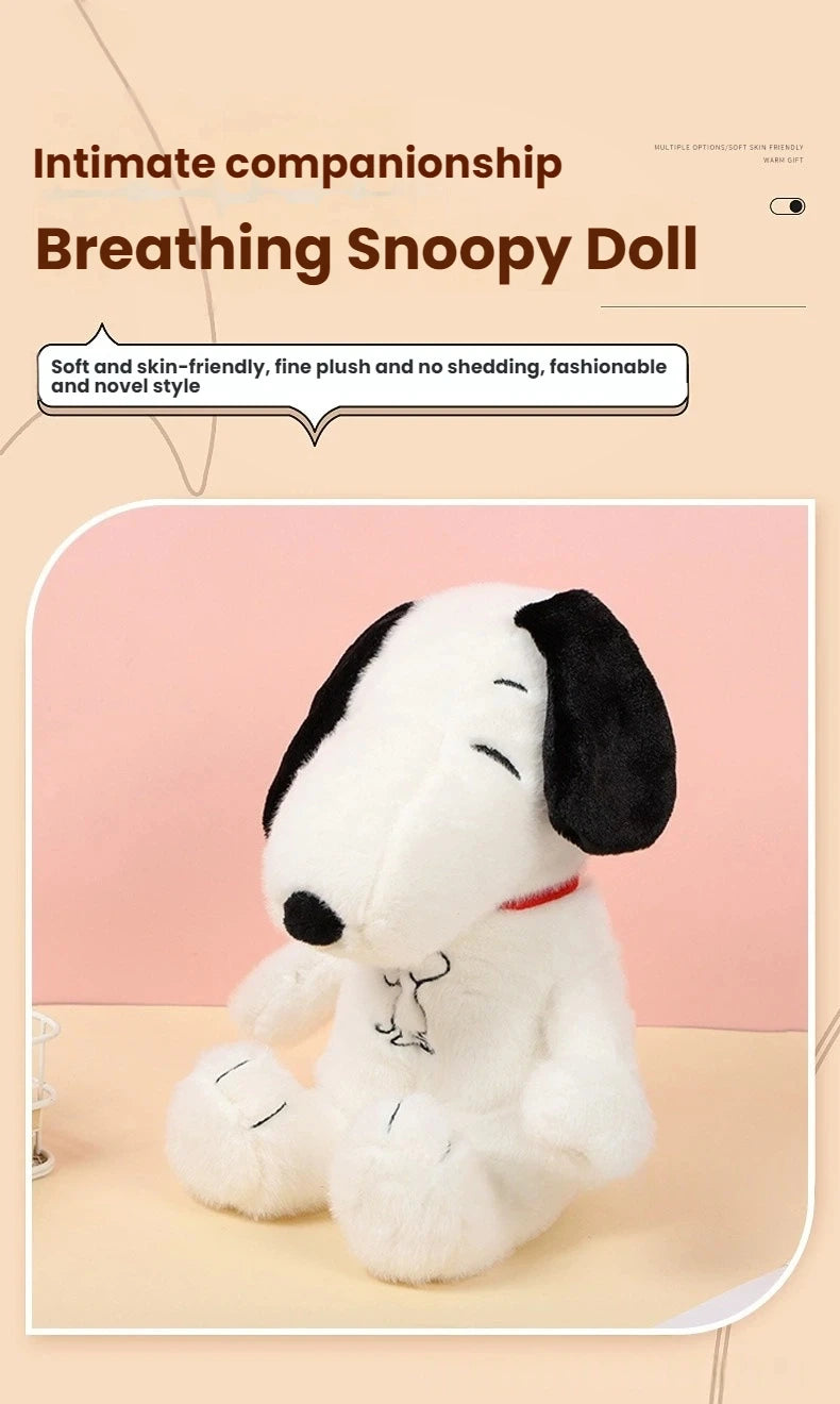 New Baby Breathing Soothing Snoopy white dog Plush Doll Sleeping Companion Music and Light Doll Sensory Stuffed Toy Kid Gifts