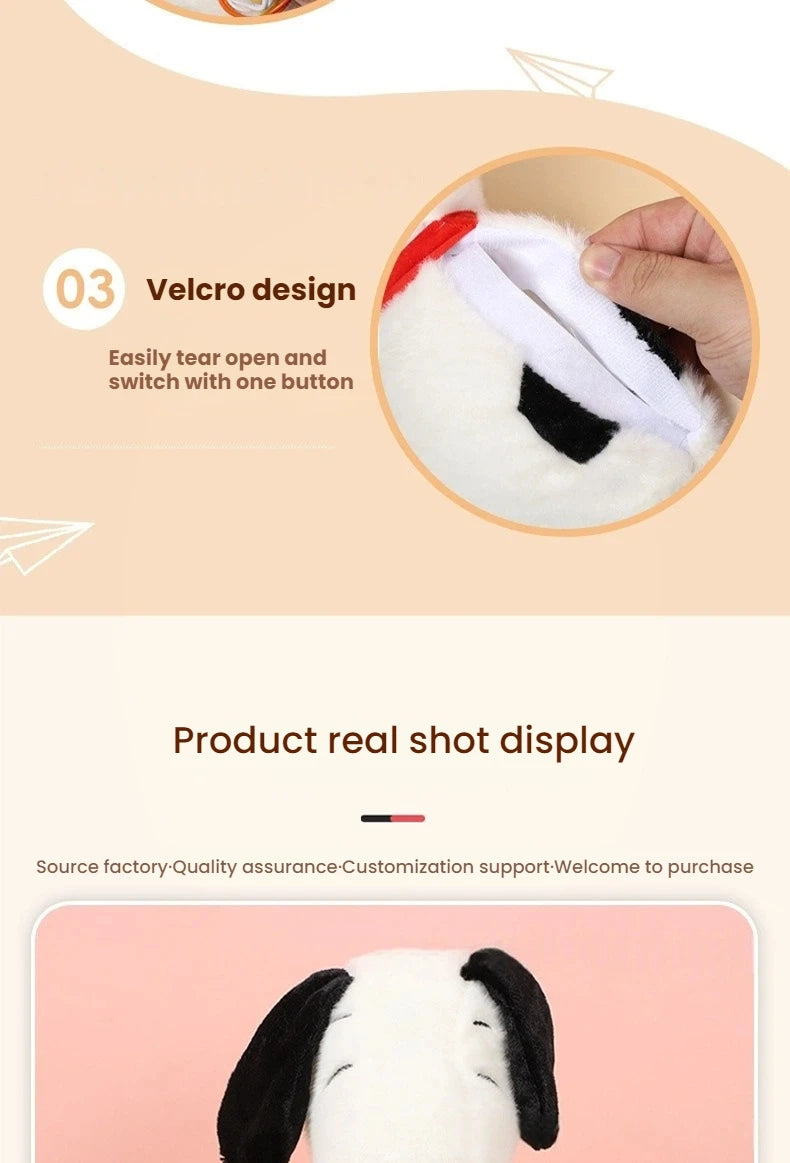 New Baby Breathing Soothing Snoopy white dog Plush Doll Sleeping Companion Music and Light Doll Sensory Stuffed Toy Kid Gifts