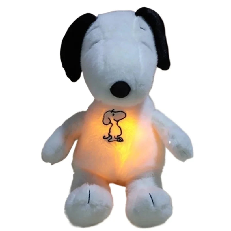 New Baby Breathing Soothing Snoopy white dog Plush Doll Sleeping Companion Music and Light Doll Sensory Stuffed Toy Kid Gifts